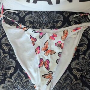 Rue21 White and Pink Butterfly Bikini Bottoms